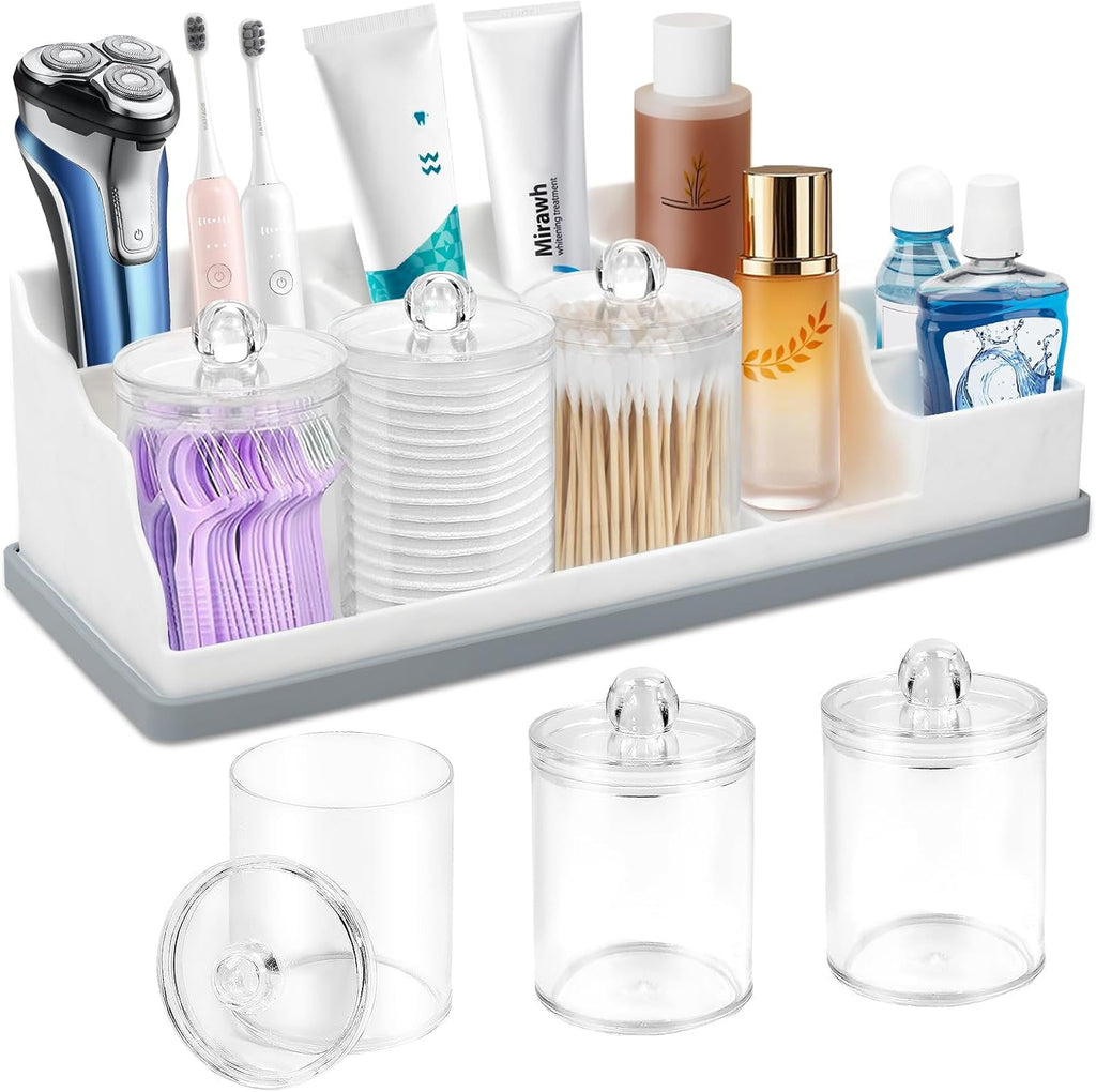 Organizador de mostrador de baño, soportes grandes de silicona blan...