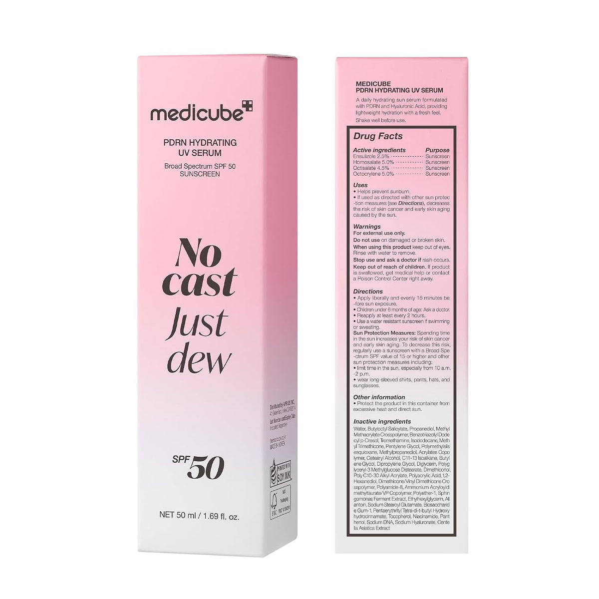 medicube Protector solar No Cast Just Dew PDRN Suero solar UV hidra...