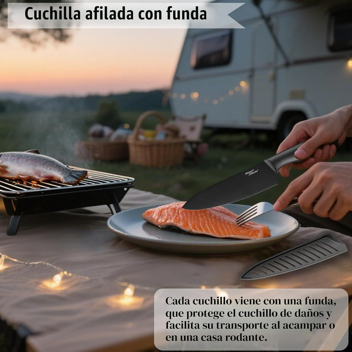 Marco Almond Juego de cuchillos de cocina de 12 piezas, juego de cu...