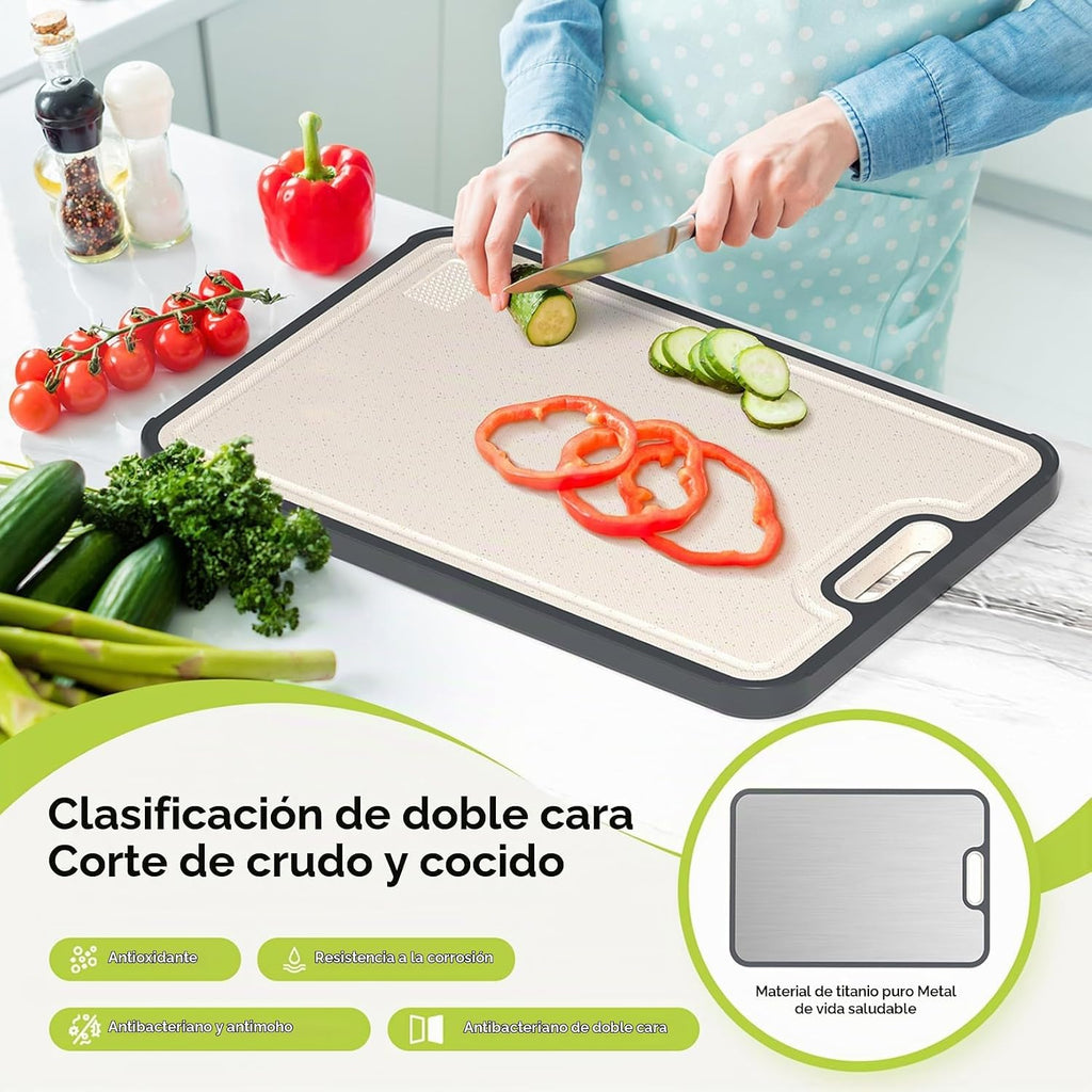 Tabla de cortar de titanio para cocina, tabla de cortar de doble ca...