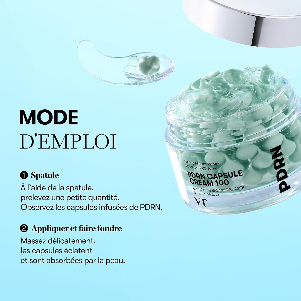 VT COSMETICS PDRN Crema Cápsula 100, 1.69 fl. onz.  | Hidratante fa...