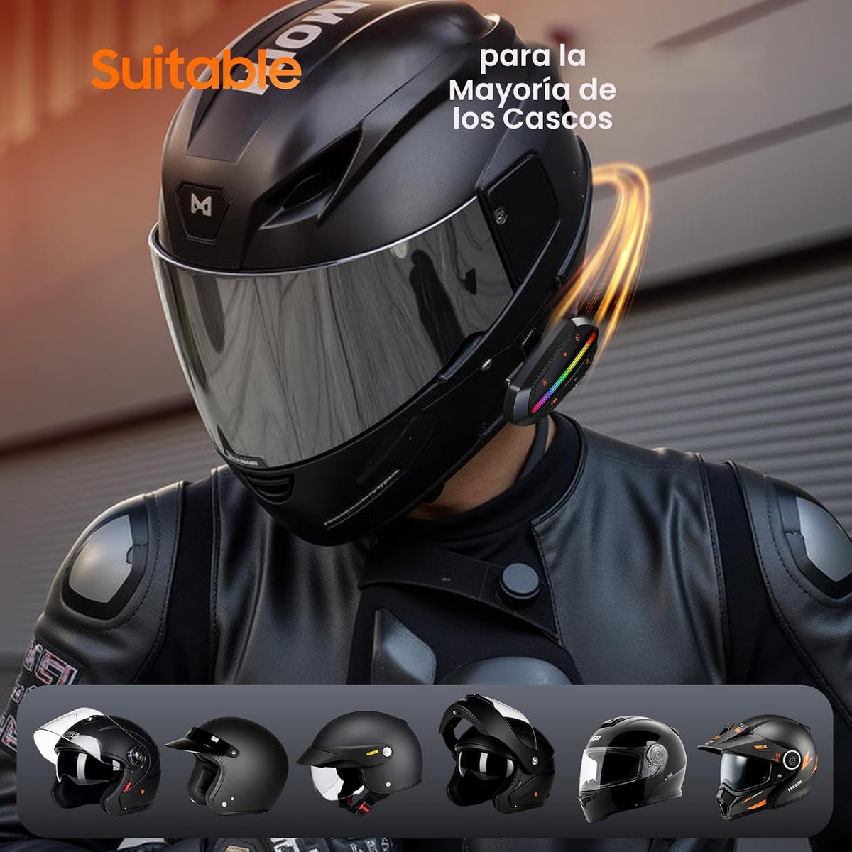 Wisdagaly Auriculares Bluetooth para motocicleta V5.3, altavoces de...