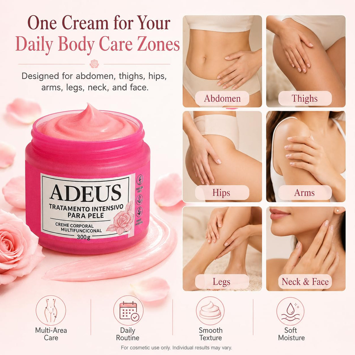 Crema Rosa Para Estrías, Crema Intensiva Crema ADEUS Para Estrías,...