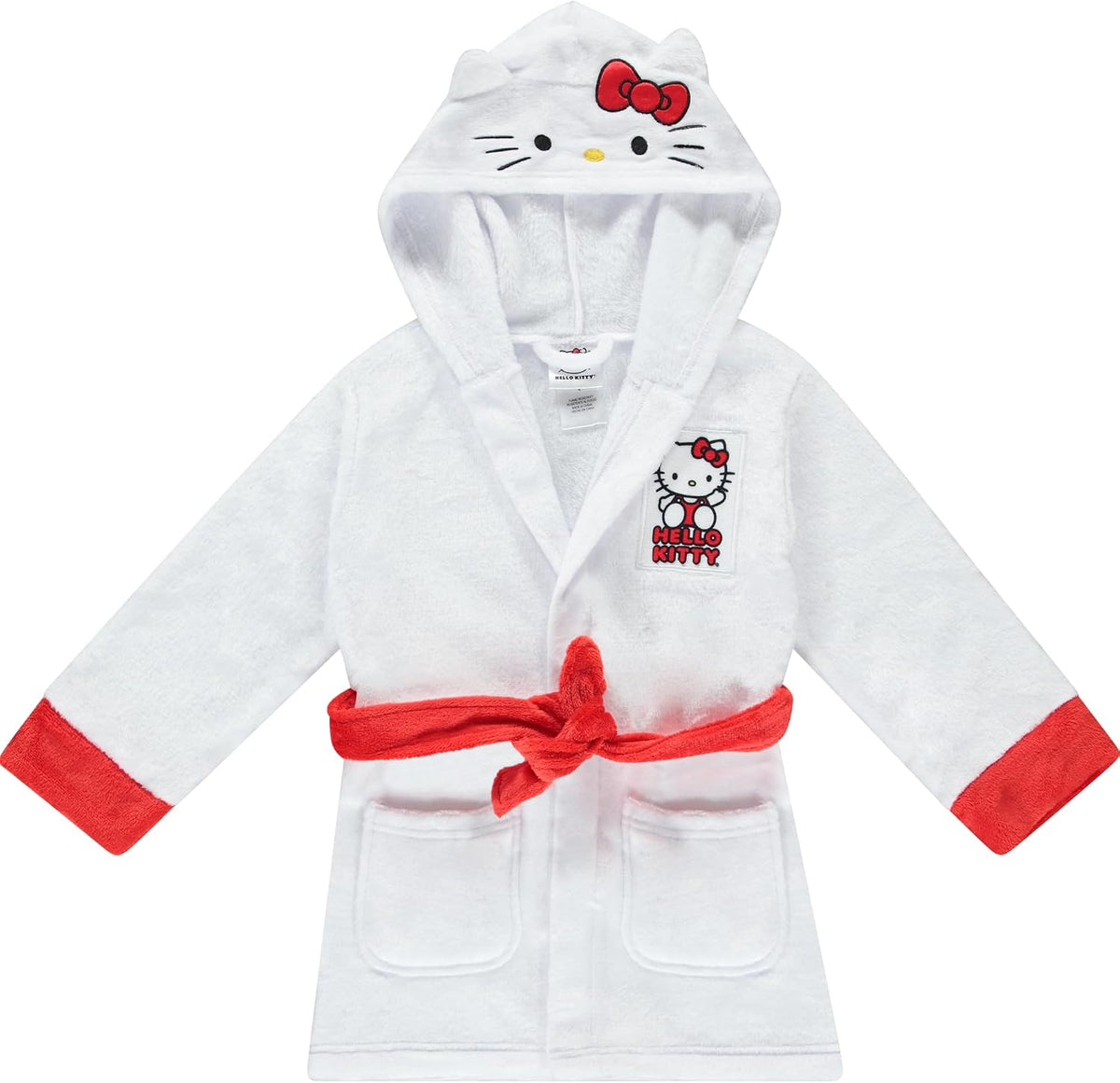 Hello Kitty - Bata de baño con capucha para niñas, forro polar, súp...