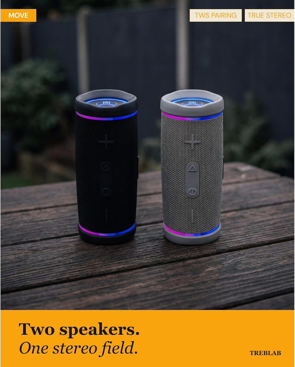 TREBLAB HD77 Altavoz Bluetooth impermeable, graves profundos de 30...