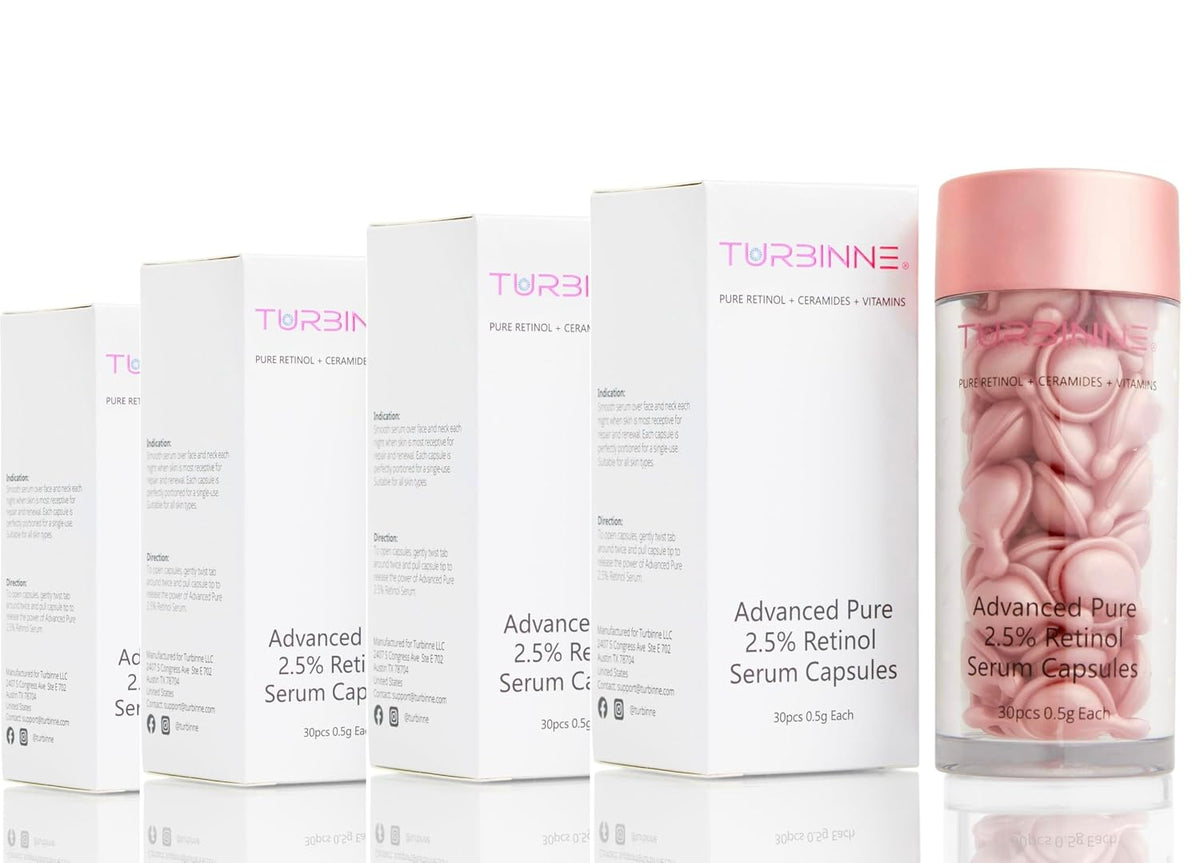 Turbinne Cápsulas de suero de retinol puro al 2.5%. Luce 5 años más...