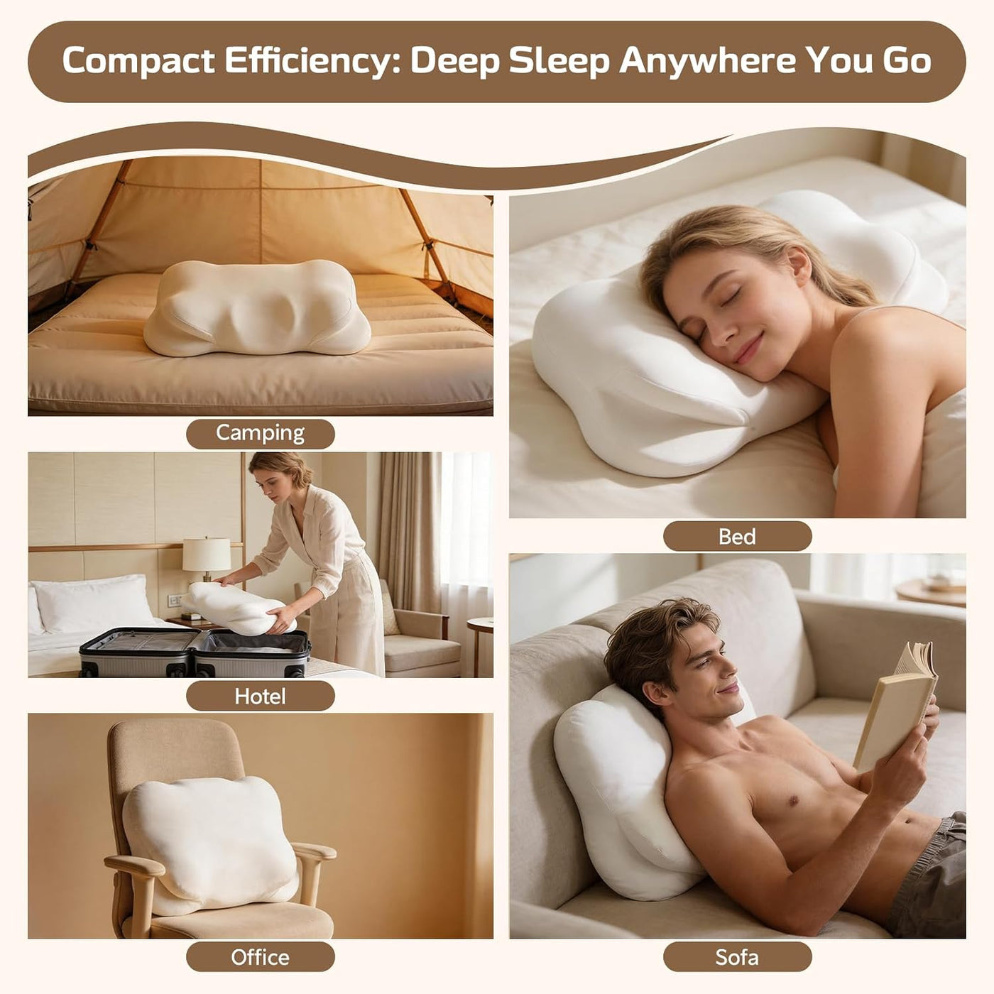 Kryndors Almohada Cloud Pillow ergonómica de espuma viscoelástica,...