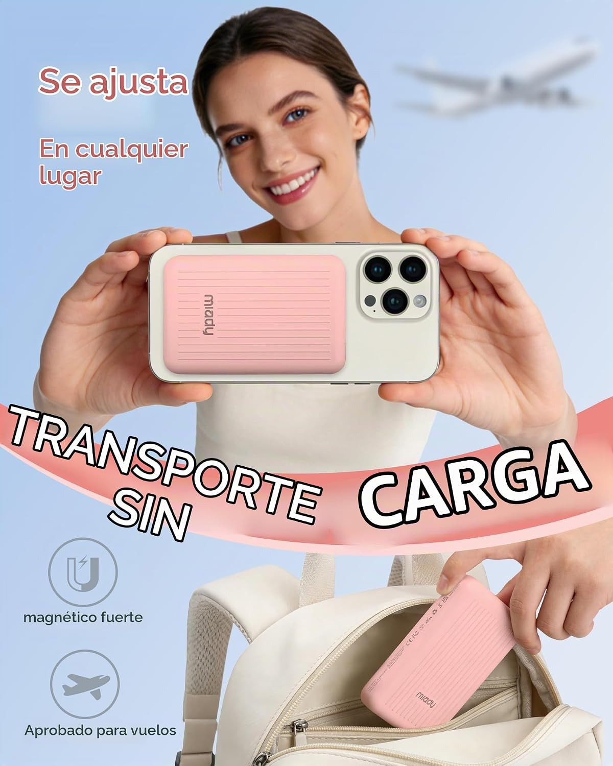 Miady Cargador portátil magnético para iPhone 5000mAh | Mini cargad...