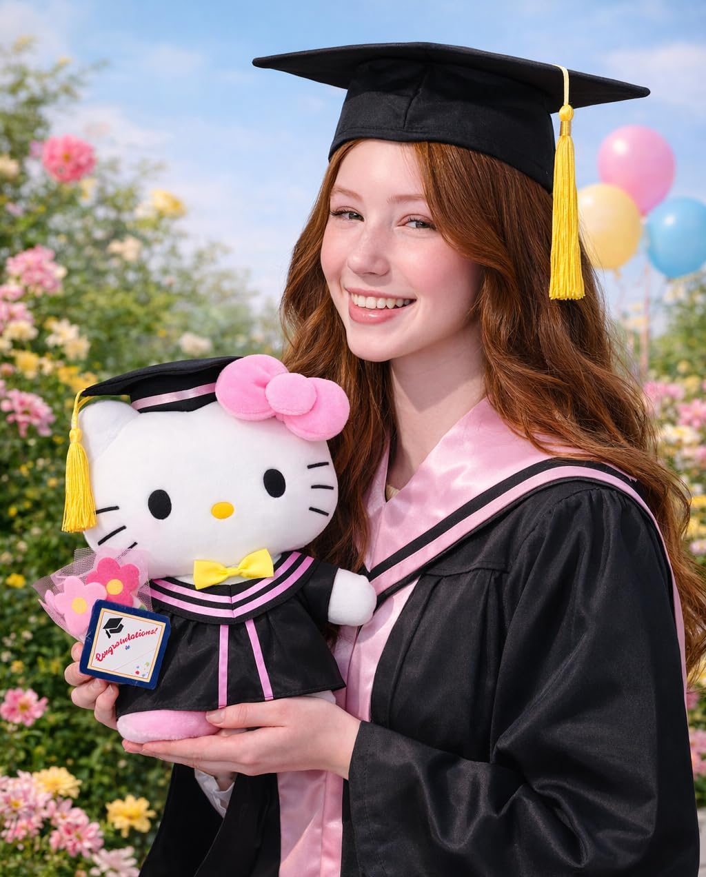 RELIGES Gato de peluche de graduación de 11 pulgadas, animal de pel...