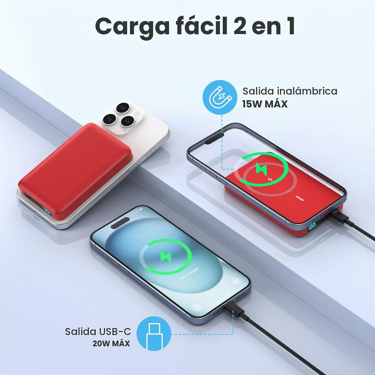 HHETP Cargador portátil magnético de 10800 mAh para batería Magsafe...