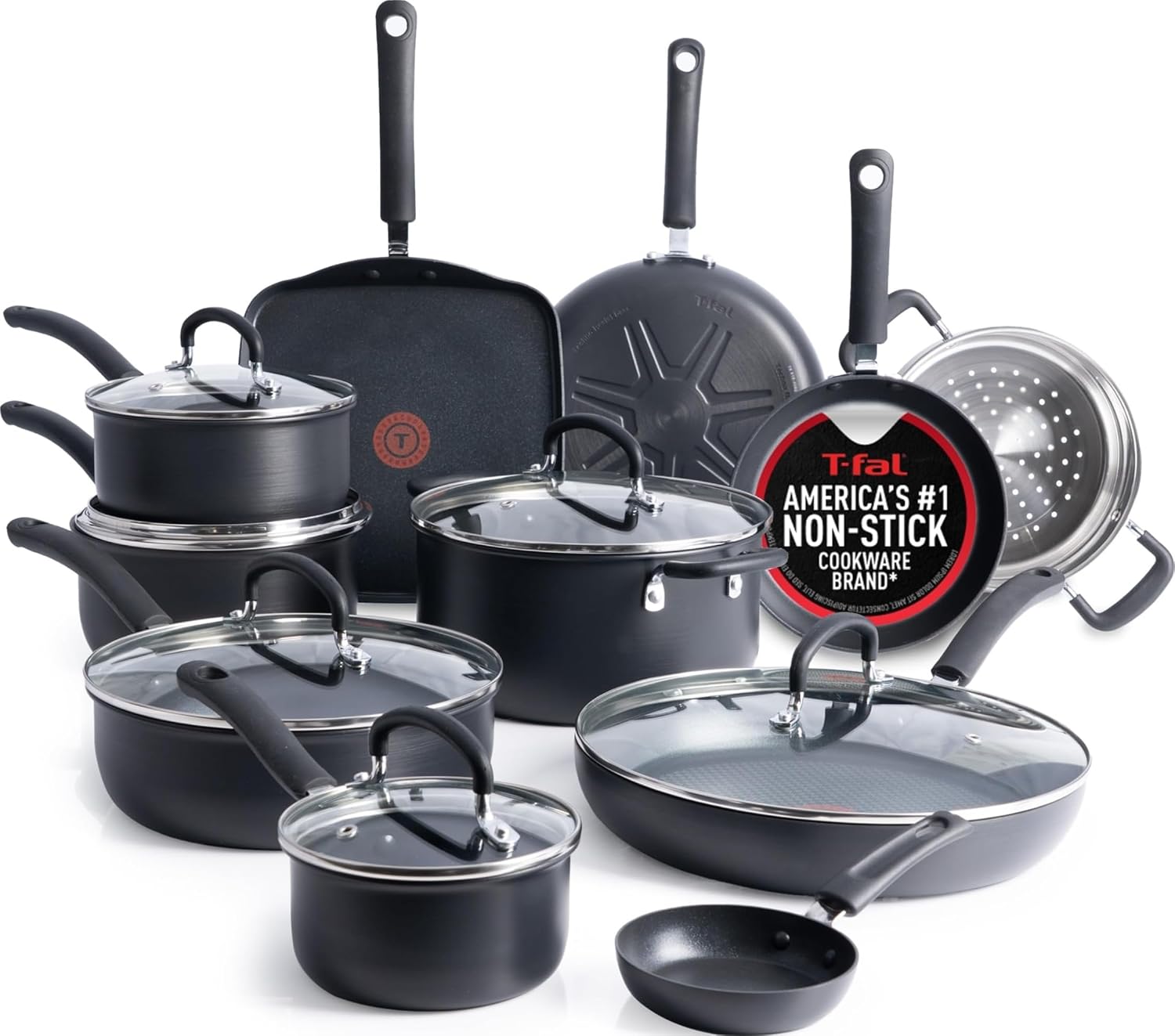 T-Fal Ultimate - Juego de utensilios de cocina anodizados y antiadh...