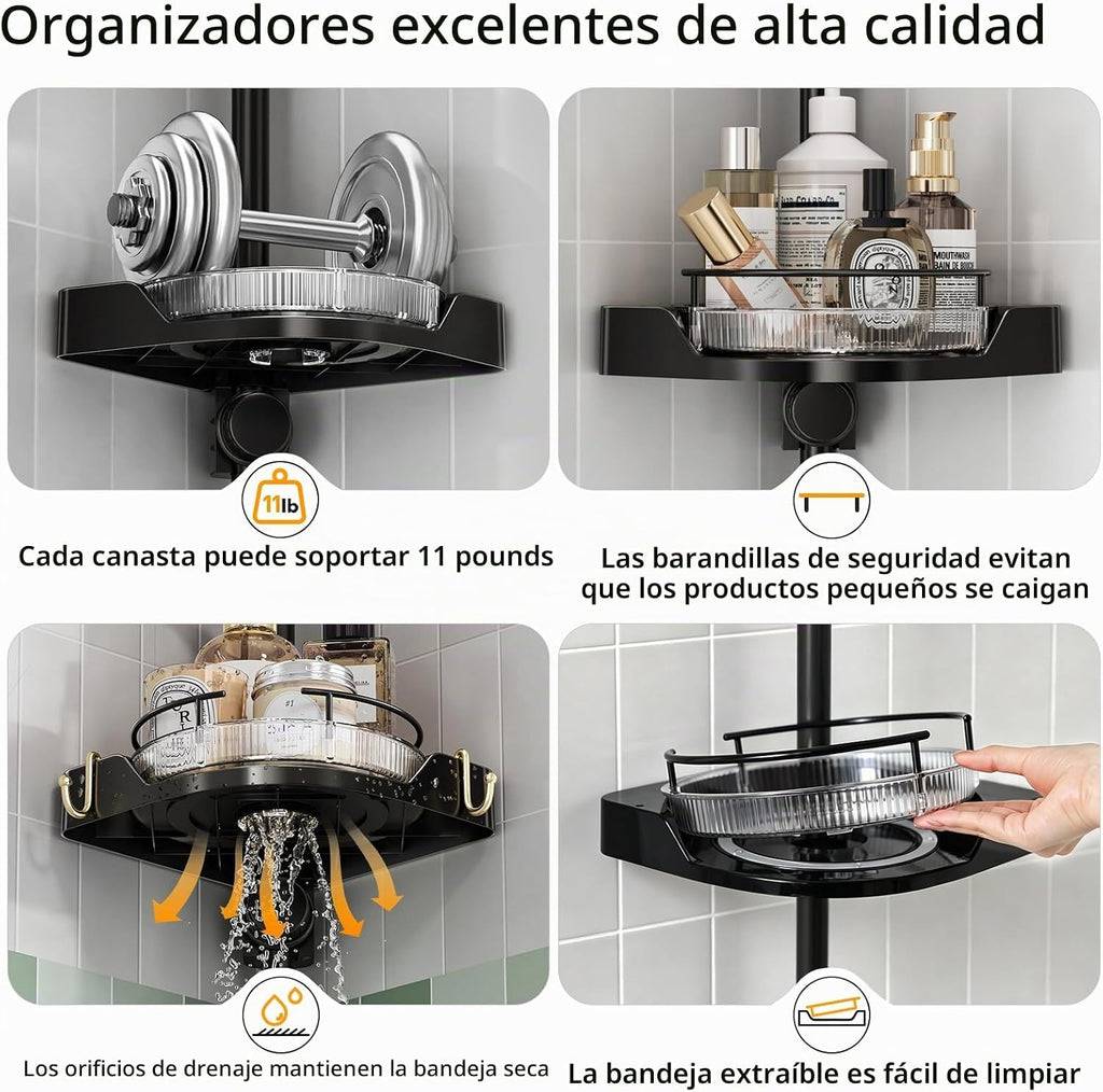 shuang qing Organizador de Ducha de Esquina Giratoria de 360° con P...