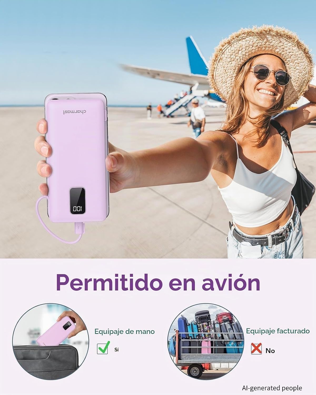 charmast Banco portátil del poder del cargador construido en los ca...