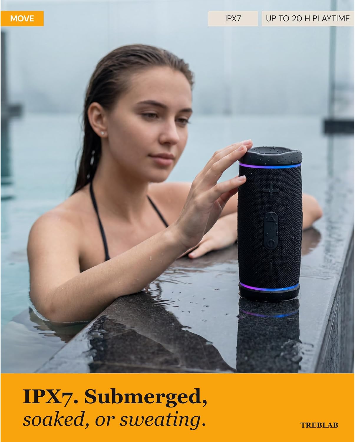 TREBLAB HD77 Altavoz Bluetooth impermeable, graves profundos de 30...
