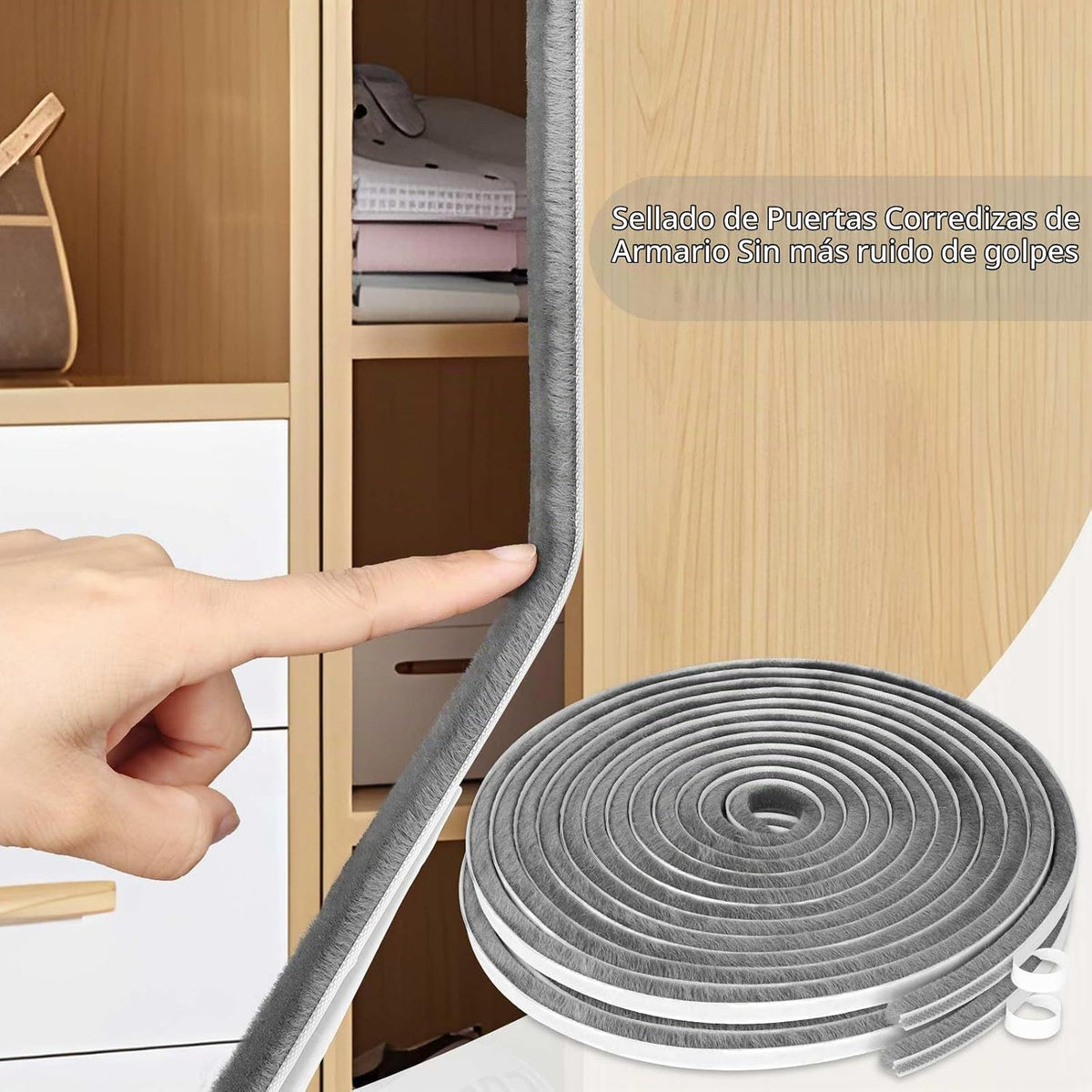 MILEQEE Burlete de fieltro para puertas, 66 pies, gris, 65.6 ft | B...