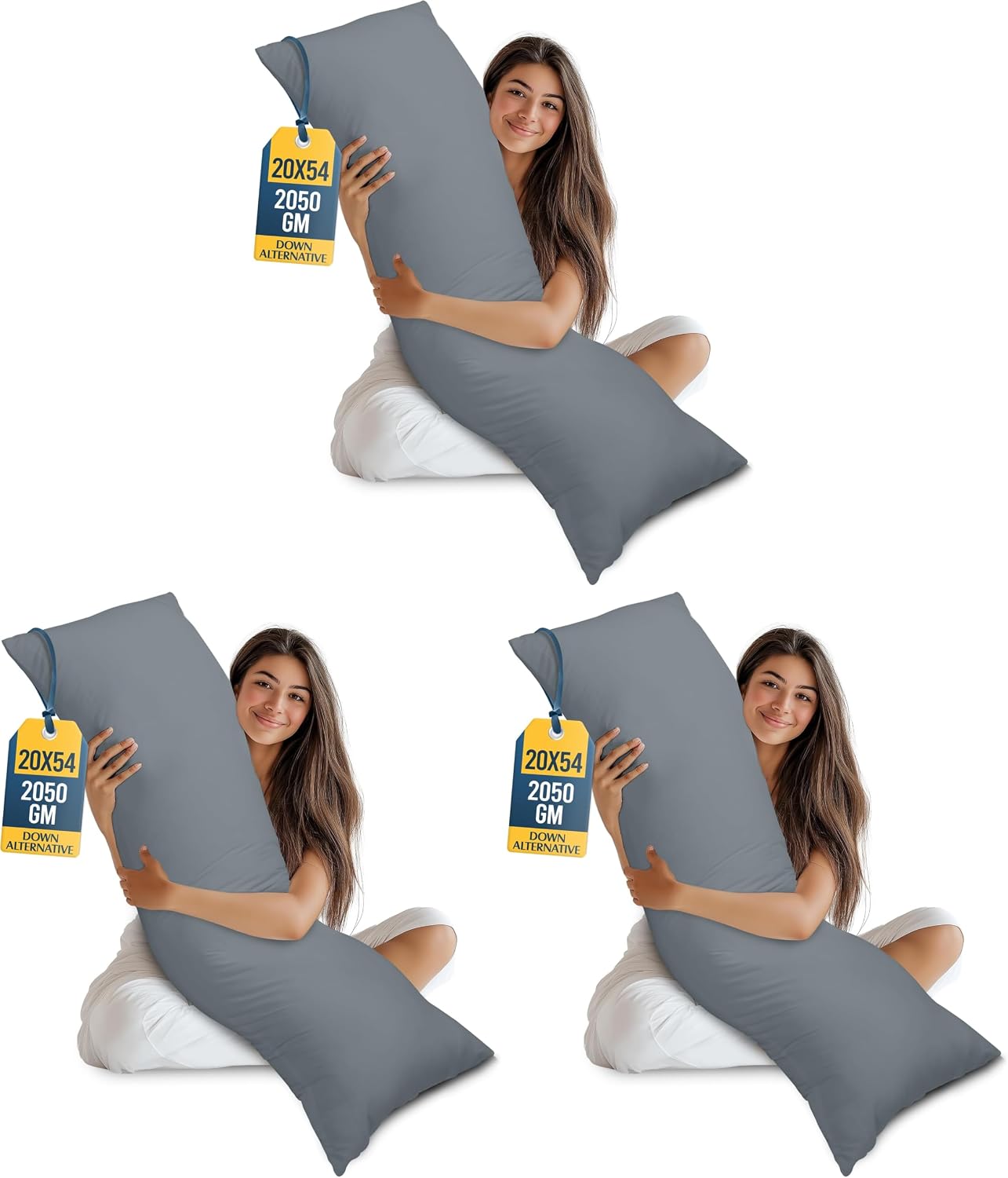 Utopia Bedding Almohada de cuerpo completo para adultos (gris, 20 x...