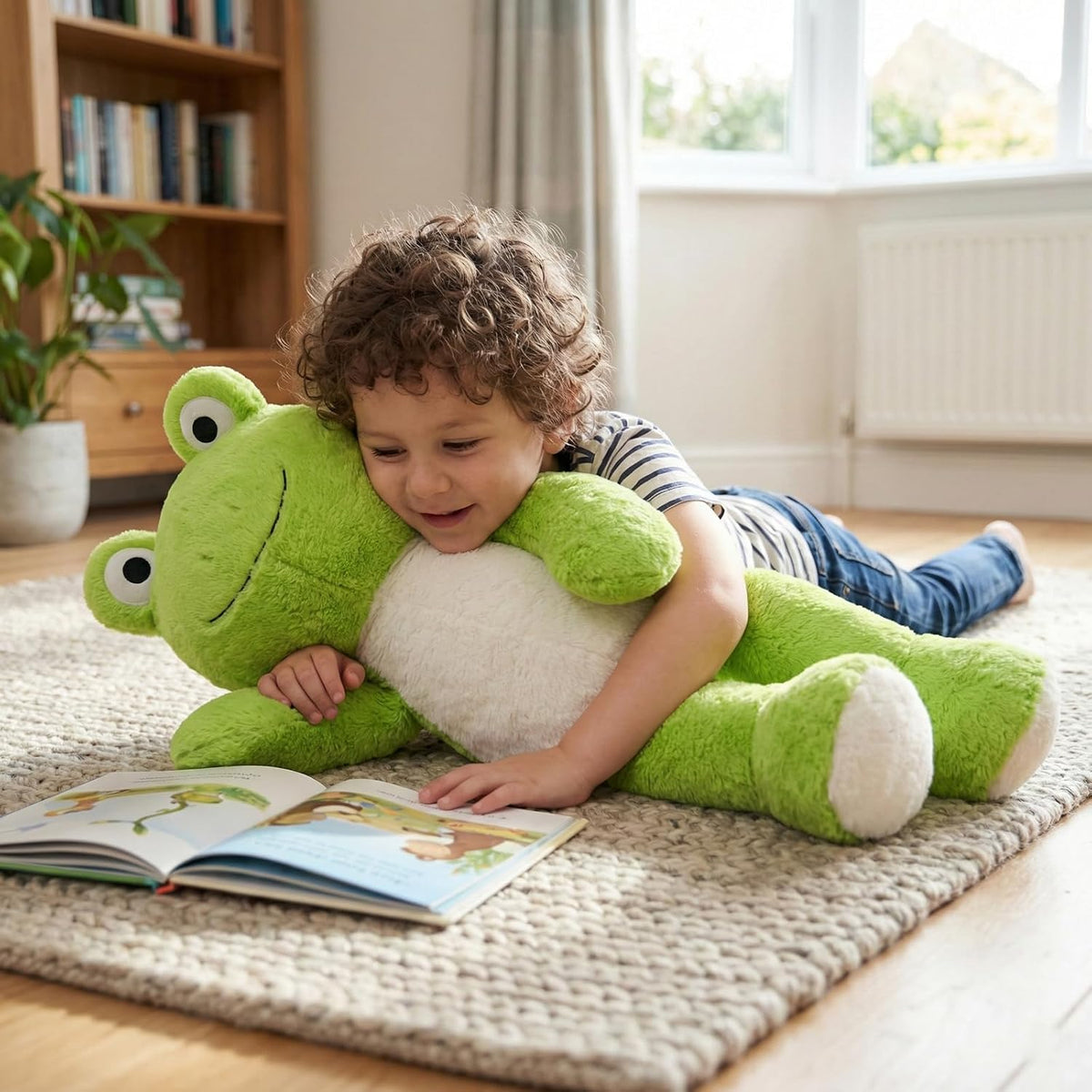 WEIGEDU Juguete de peluche de rana de peluche aderezable, 24.8 pulg...