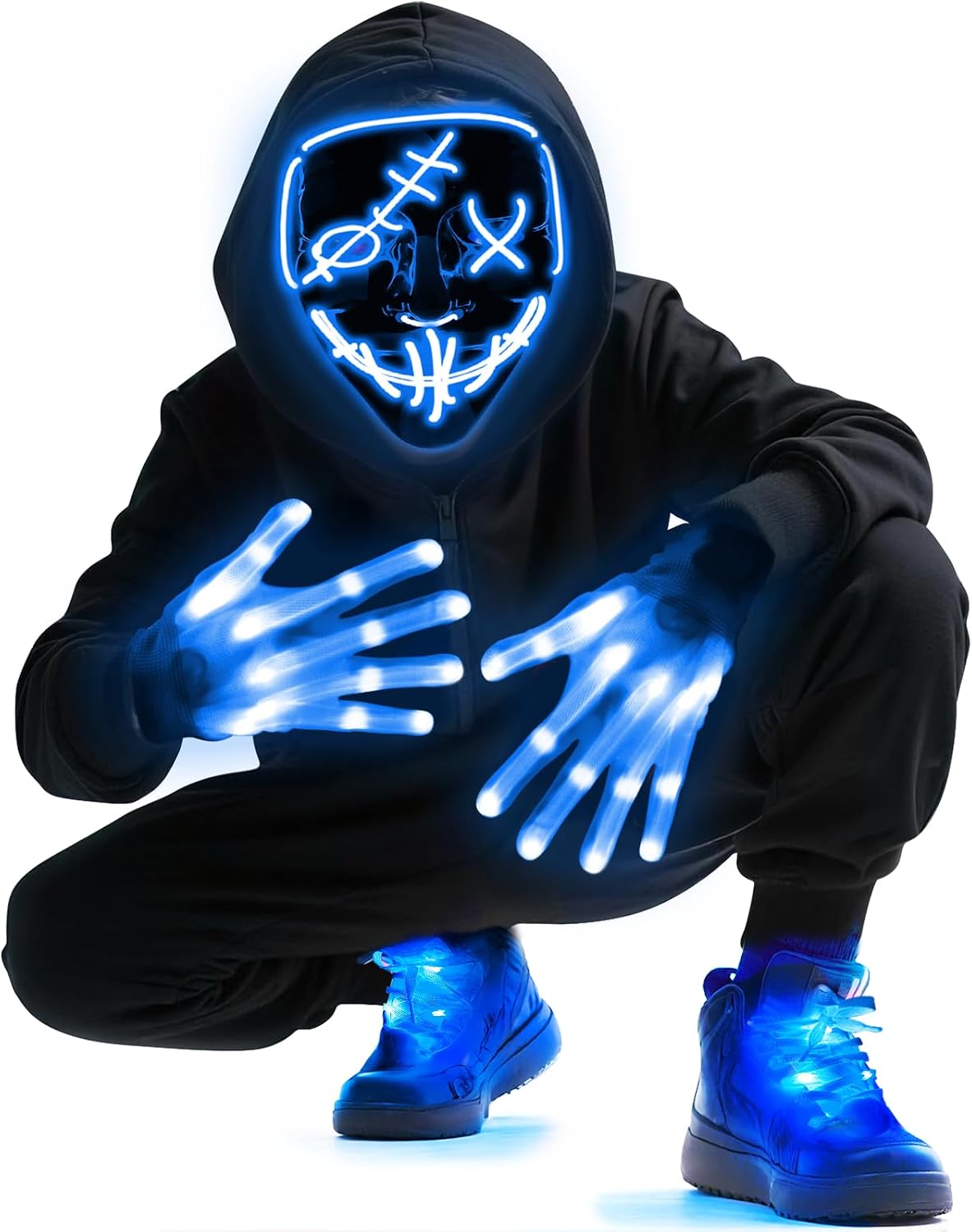Conjunto de cordones para zapatos y guantes con máscara LED, kit de...