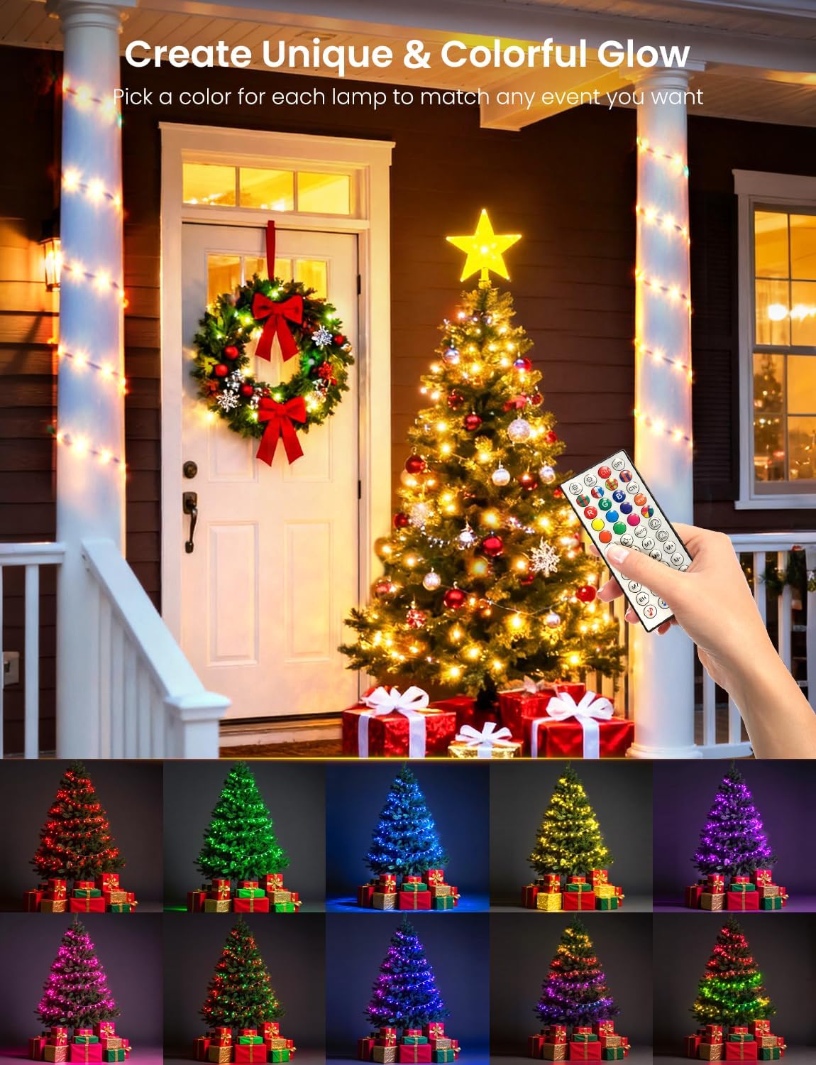 Luces de hadas inteligentes para árbol de Navidad de 65.6 pies, 200...