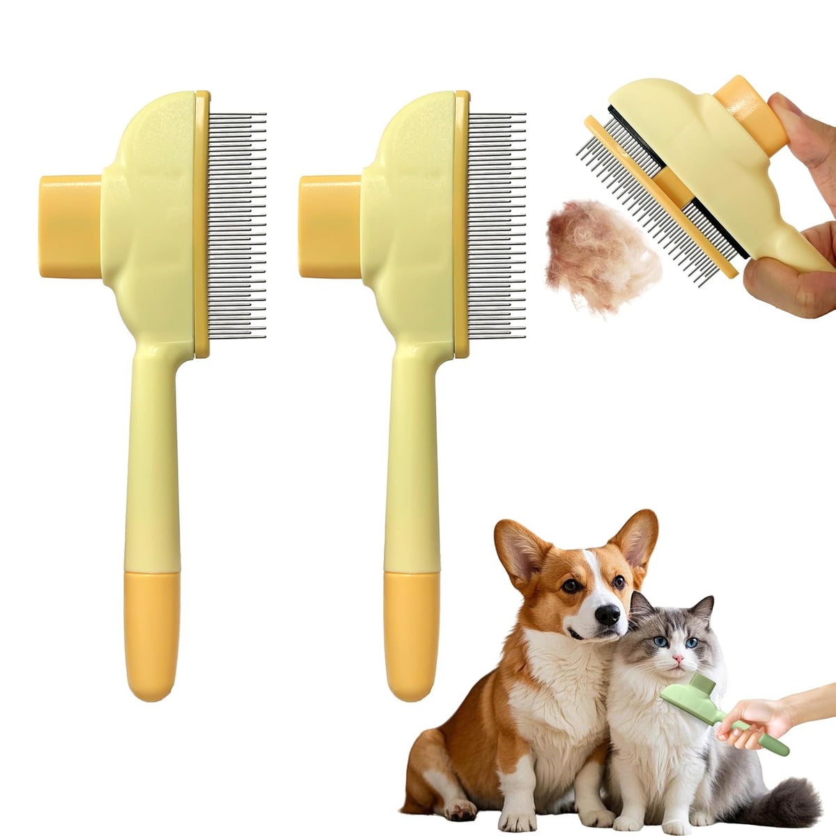 KHQBG Cepillo de pelo para gatos y perros, cepillo de deshedding pa...