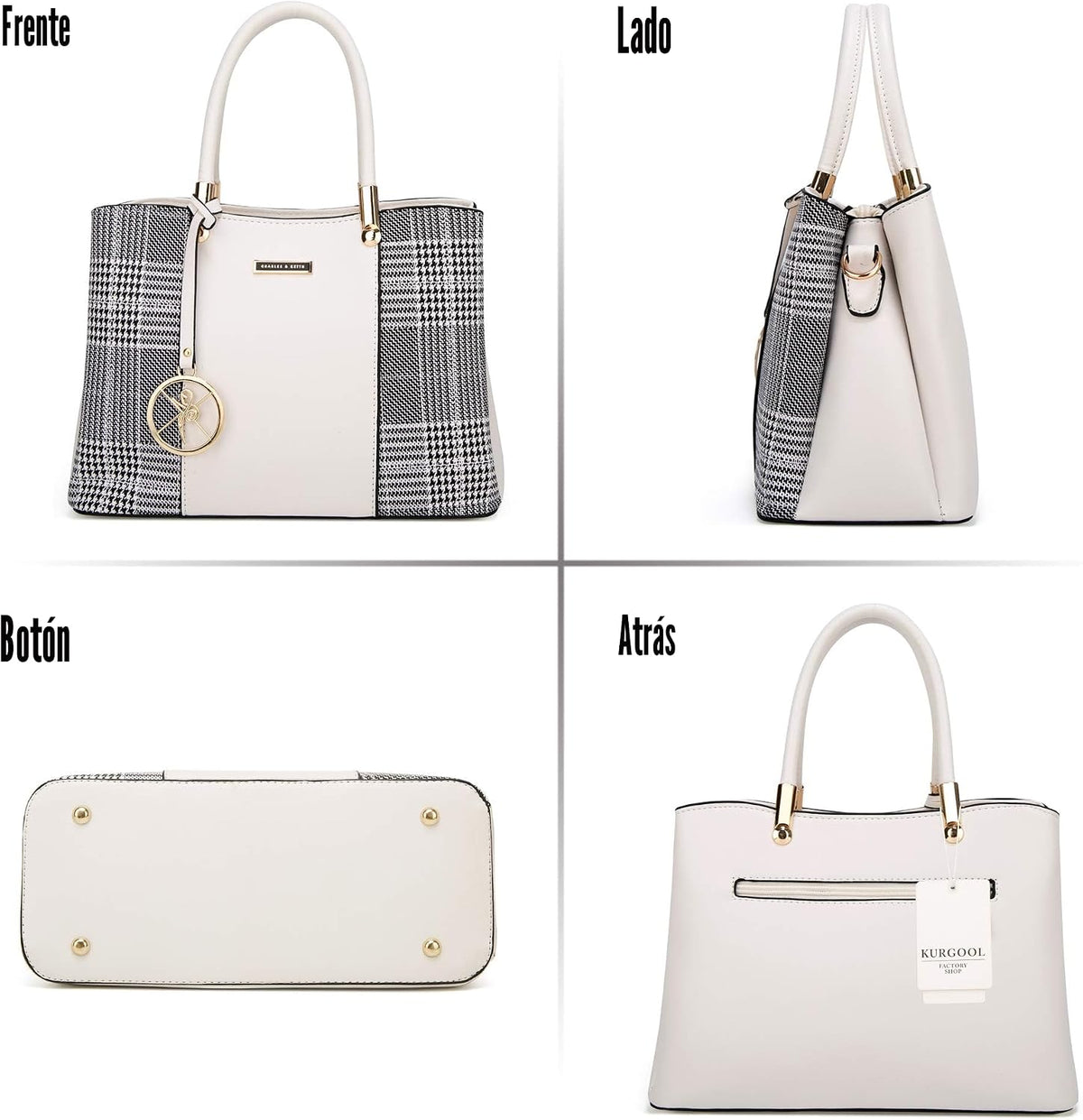 KURGOOL Bolsos y bolsos de mano para mujer, bolso de hombro con asa...