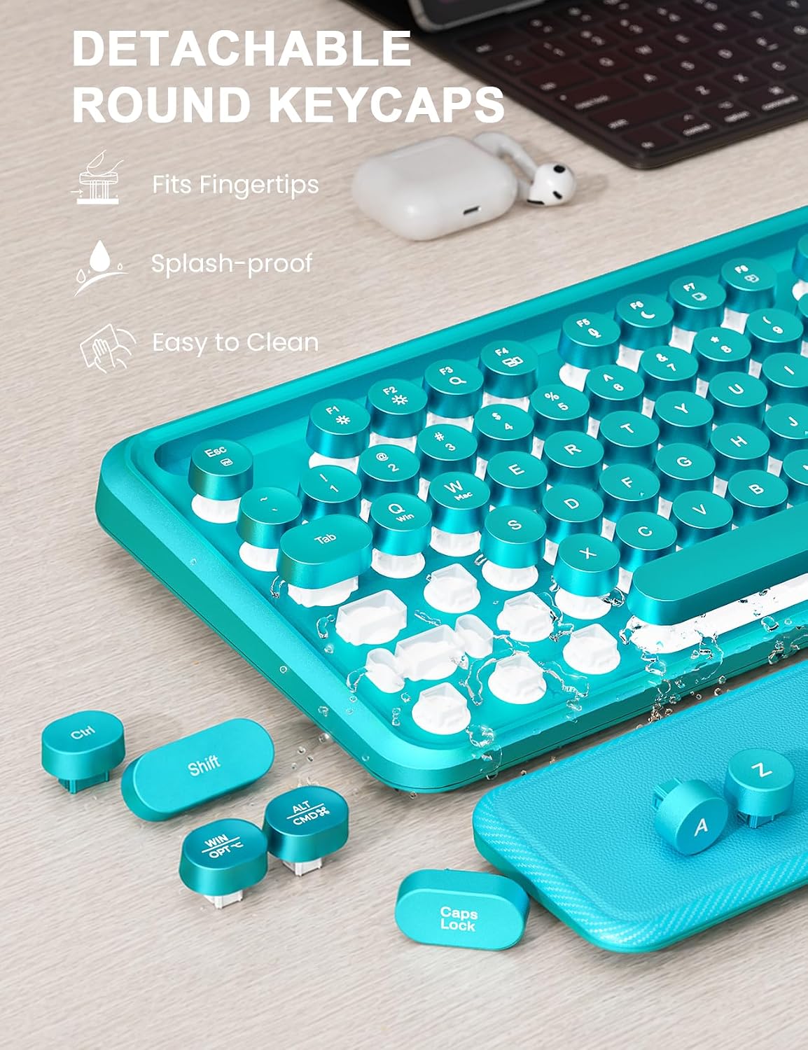 Teclado y mouse inalámbricos, máquina de escribir retroiluminada co...