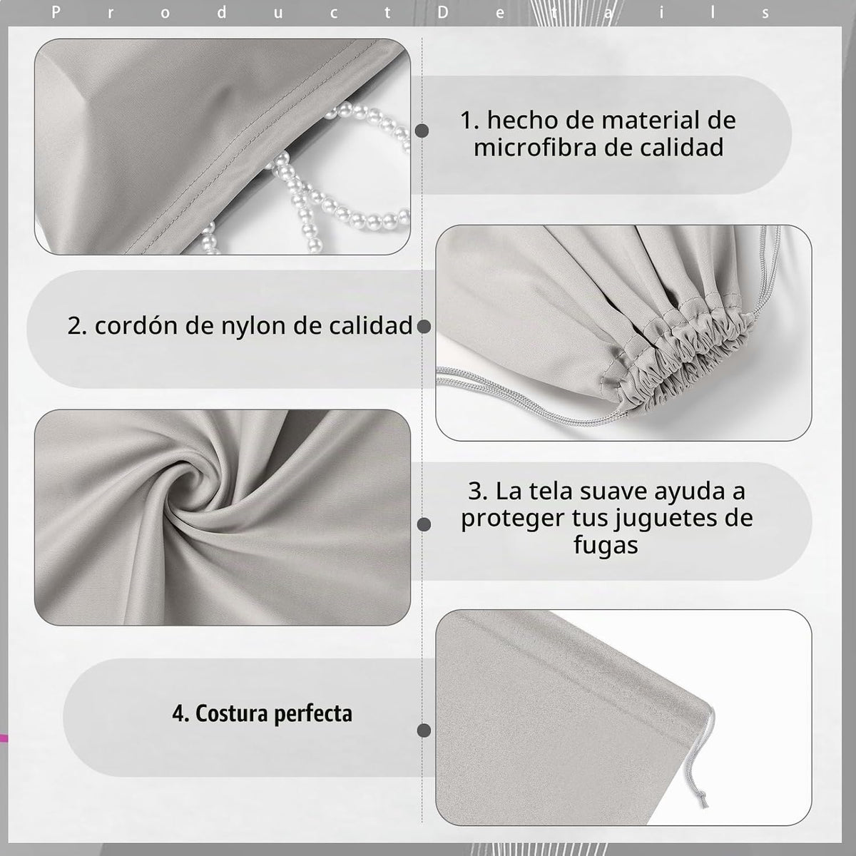 Weewooday - 12 bolsas de satén gris para juguetes para adultos, bol...