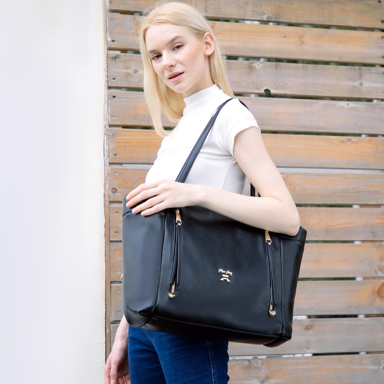 miss fong Bolso de cuero para pañales tipo mochila, bolso grande de...