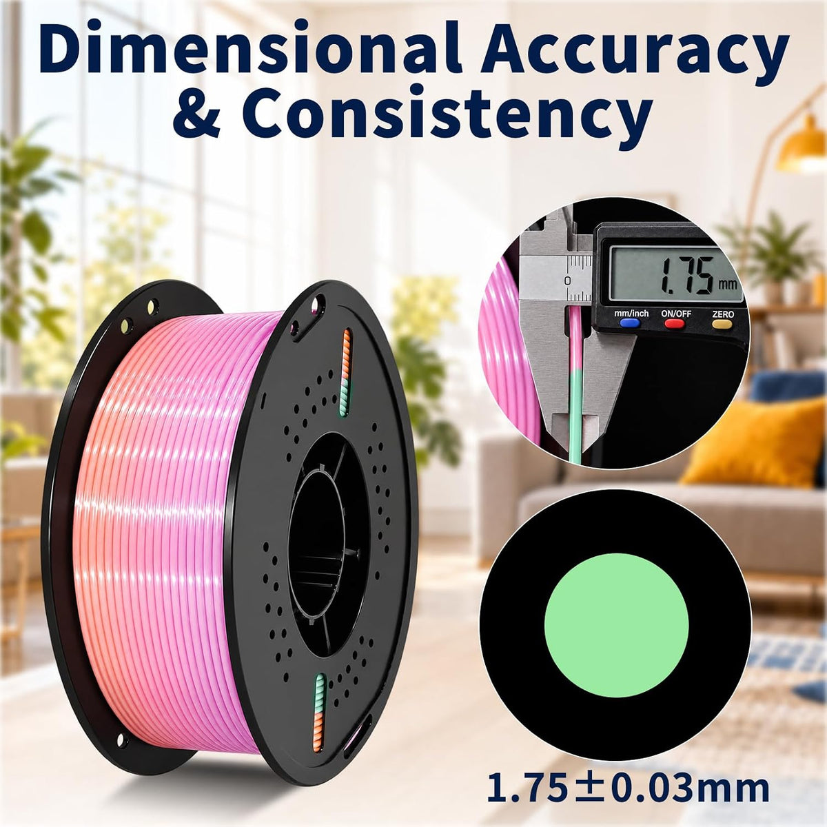 Mini filamento de seda para impresora 3D PLA+ de 0.07 in, 2.2 lbs |...