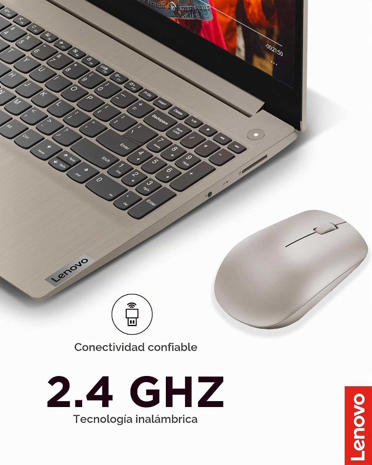 Lenovo 530 Ratón Inalámbrico con Batería, 2.4GHz Nano USB, Sensor Ó...