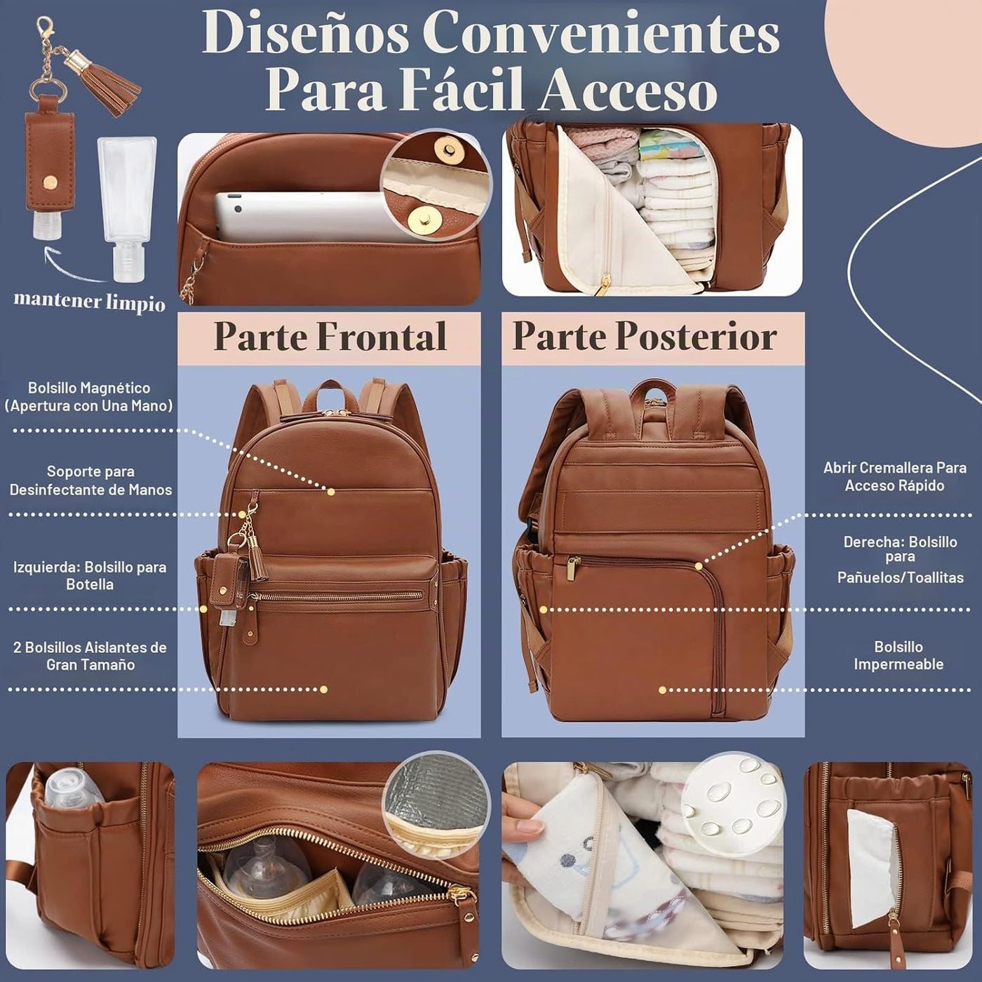 miss fong Bolsa de pañales, mochila para pañales, bolsa de pañales...