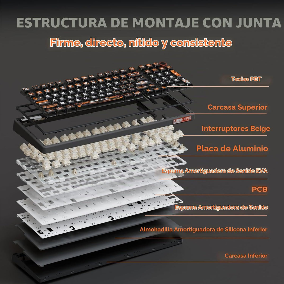 RK ROYAL KLUDGE R98 Pro Teclado mecánico con cable, teclado RGB par...