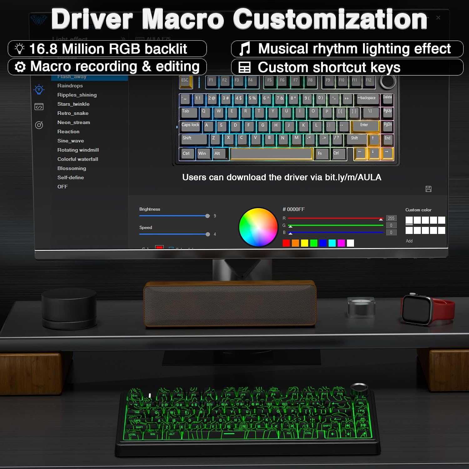 AULA F75 Pro Teclado mecánico inalámbrico con perilla, 75% teclados...