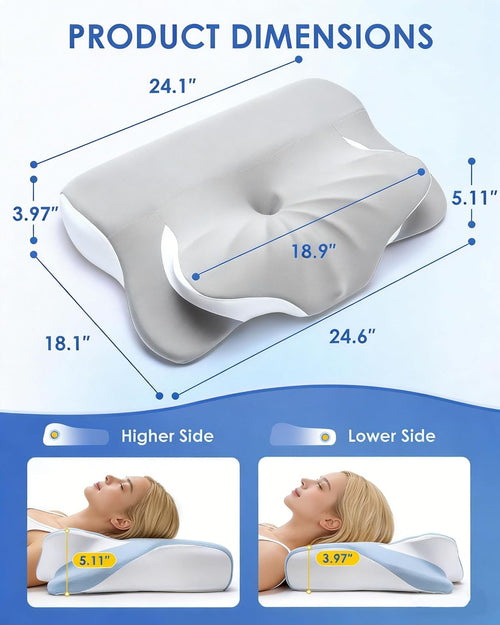 Almohada cervical ergonómica, doble cara cuello y hombro, alivio de...