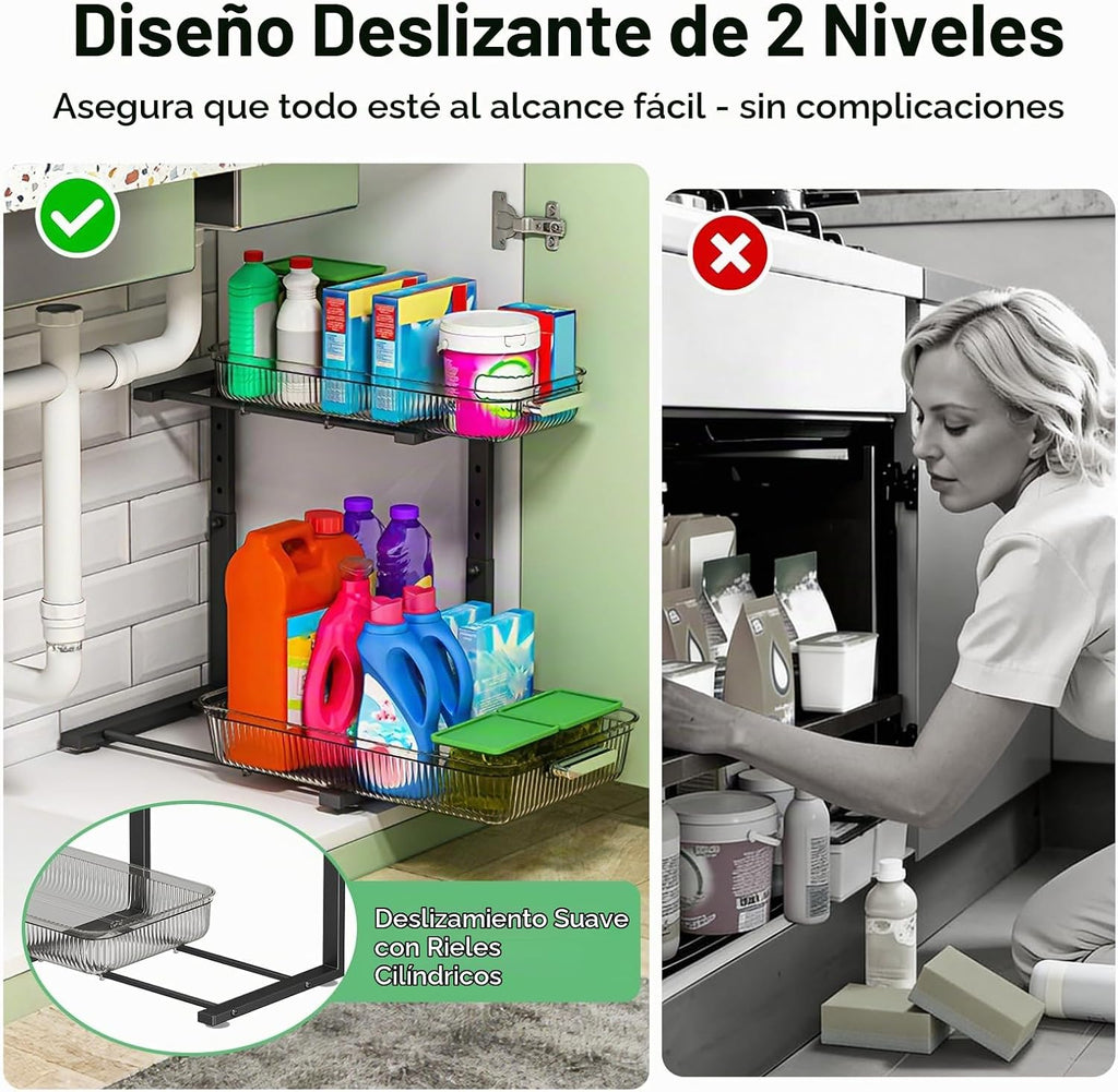 ARSTPEOE Paquete de 2 organizadores y almacenamiento deslizantes do...