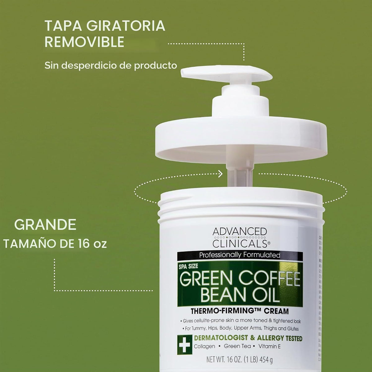 Advanced Clinicals Crema corporal termoreafirmante de grano de café...