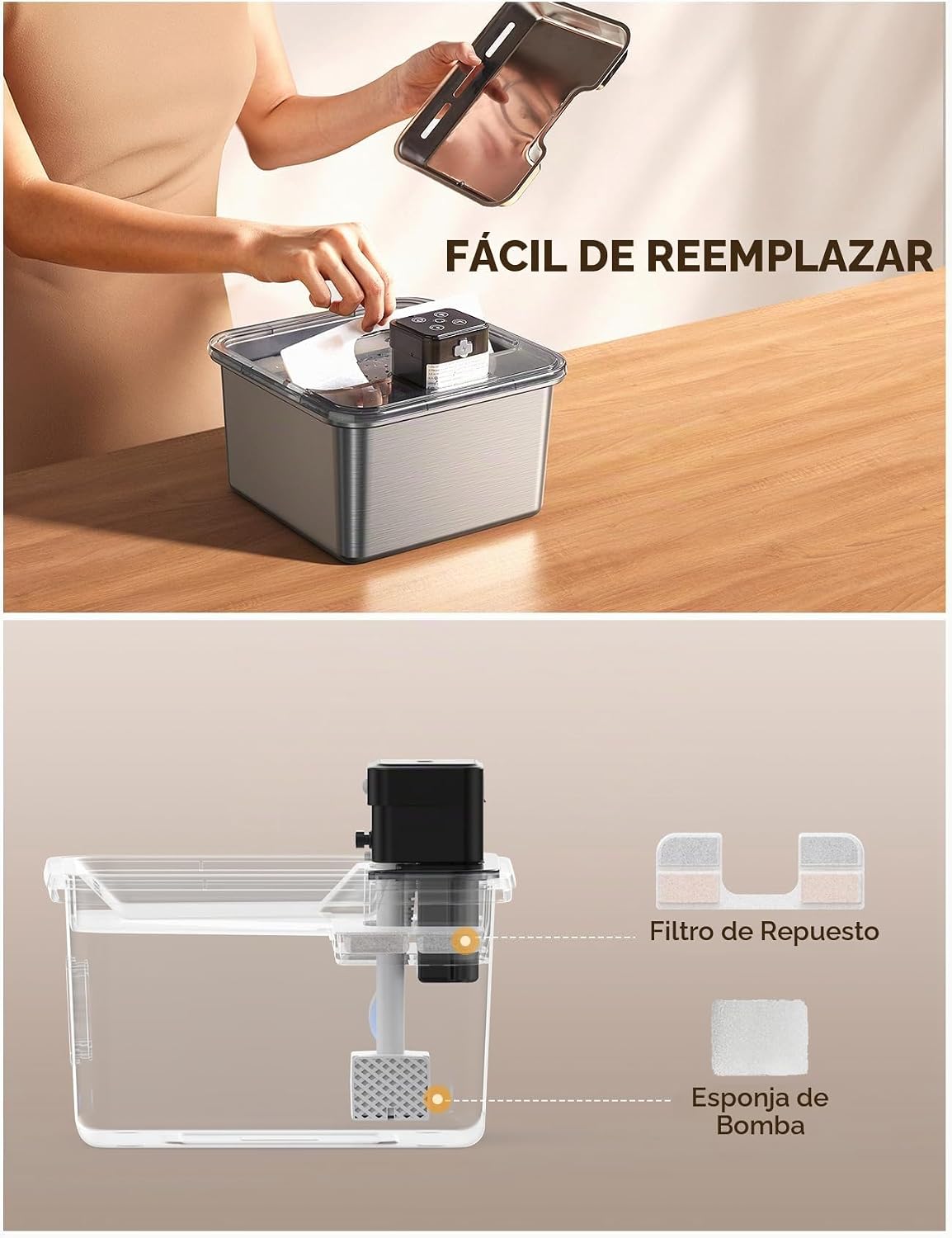 Paquete de 6 filtros de repuesto + 6 esponjas de bomba para fuente...