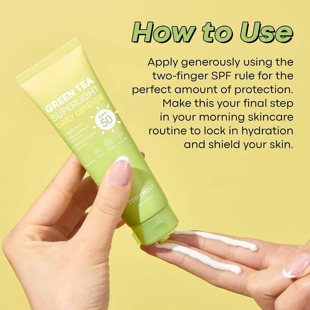 TONYMOLY Protector solar facial de té verde SPF 50+ PA++++, sin yes...