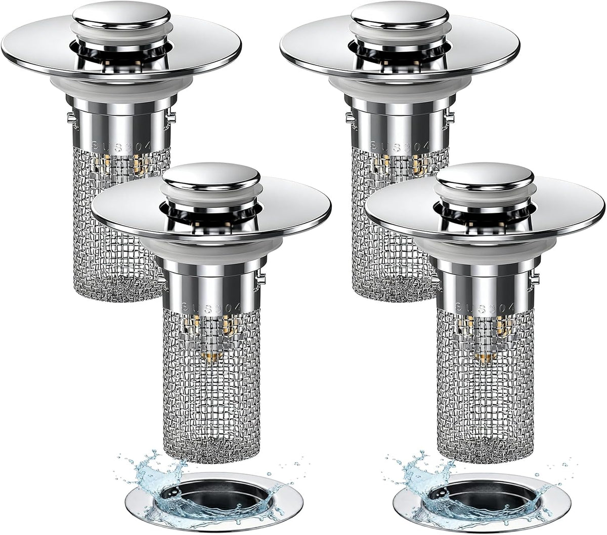 Paquete de 4 tapones de drenaje para fregadero de baño, tapón de dr...