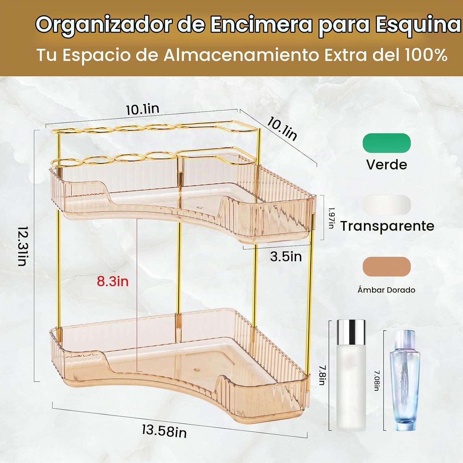 NATURE'S SOURCE Organizador de maquillaje para tocador, organiz...