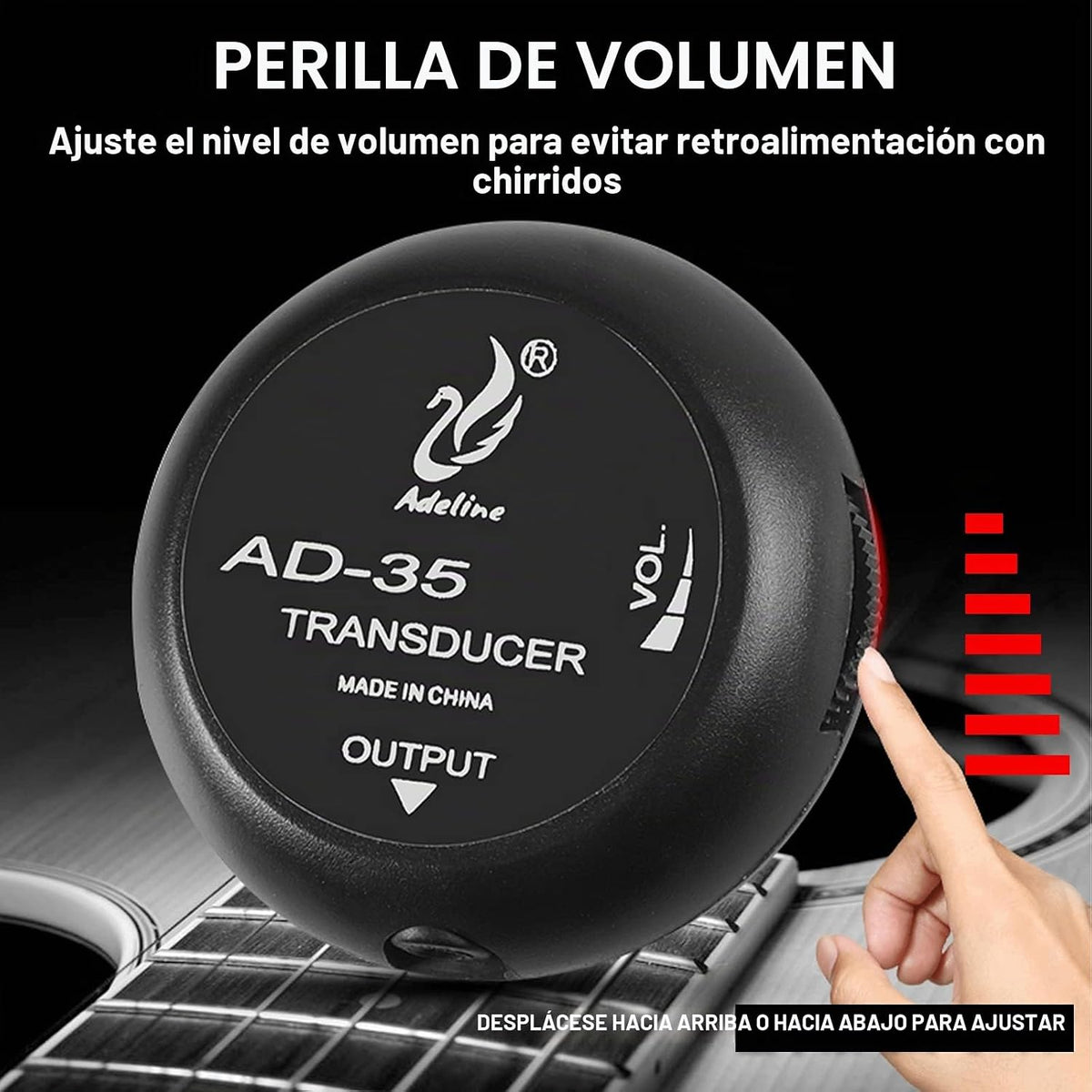 Pastilla de guitarra con control de volumen, transductor de micrófo...