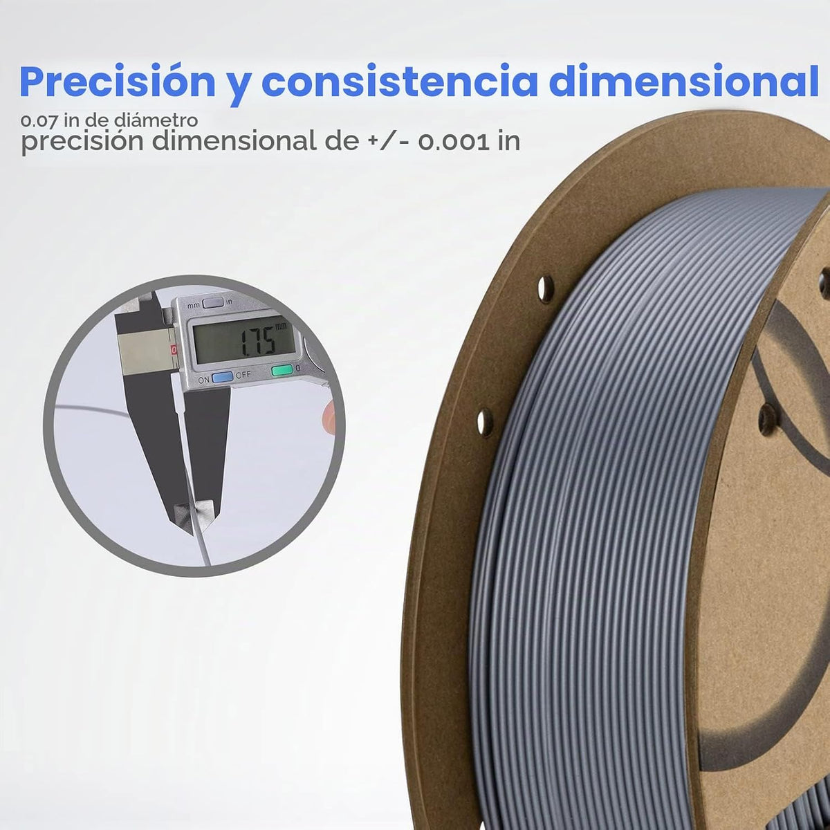 ELEGOO - Filamento PLA 1.75mm Gris Espacial 1KG, Filamento para Imp...