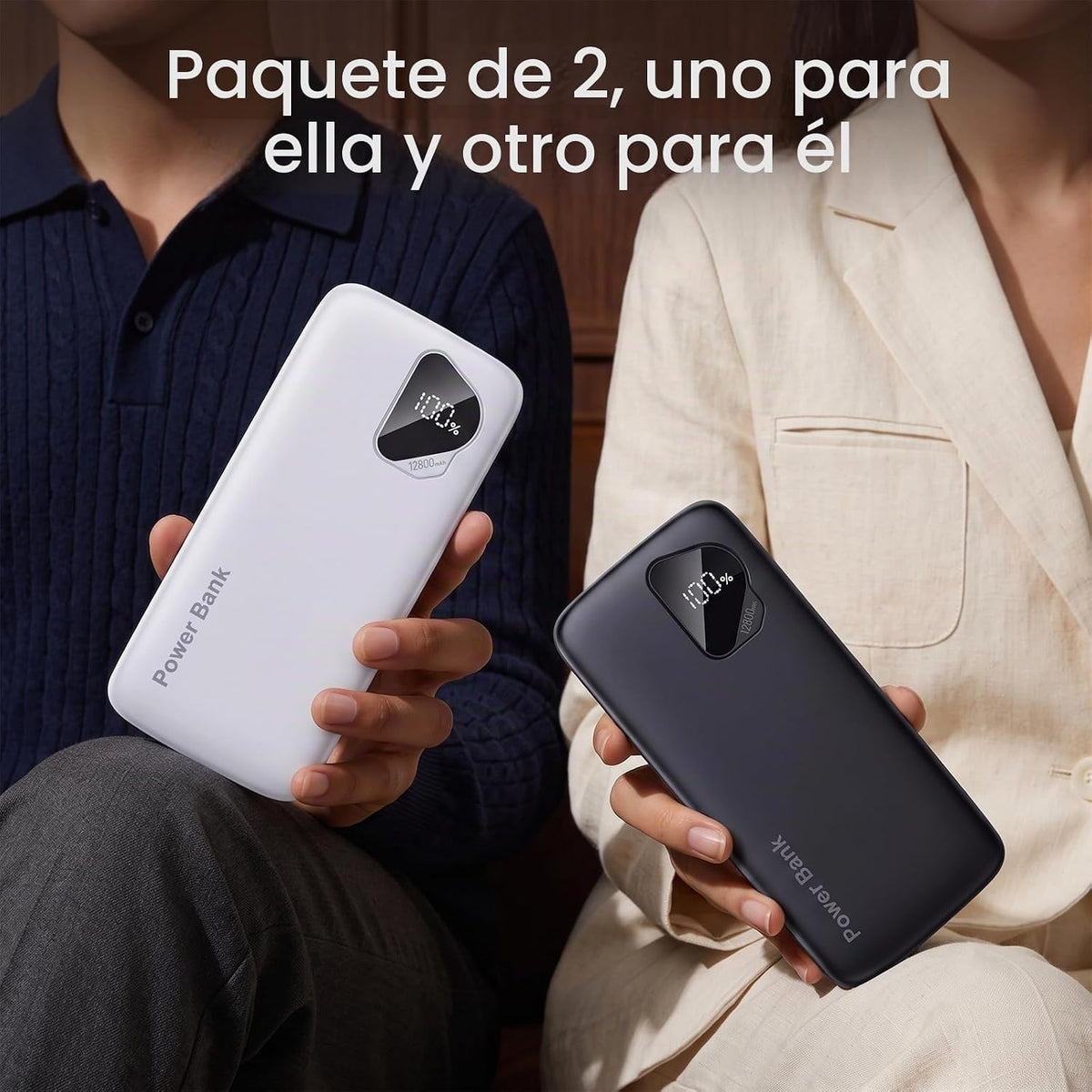 Paquete de 2 baterías de cargador portátil de 20000 mAh 2026 con ca...