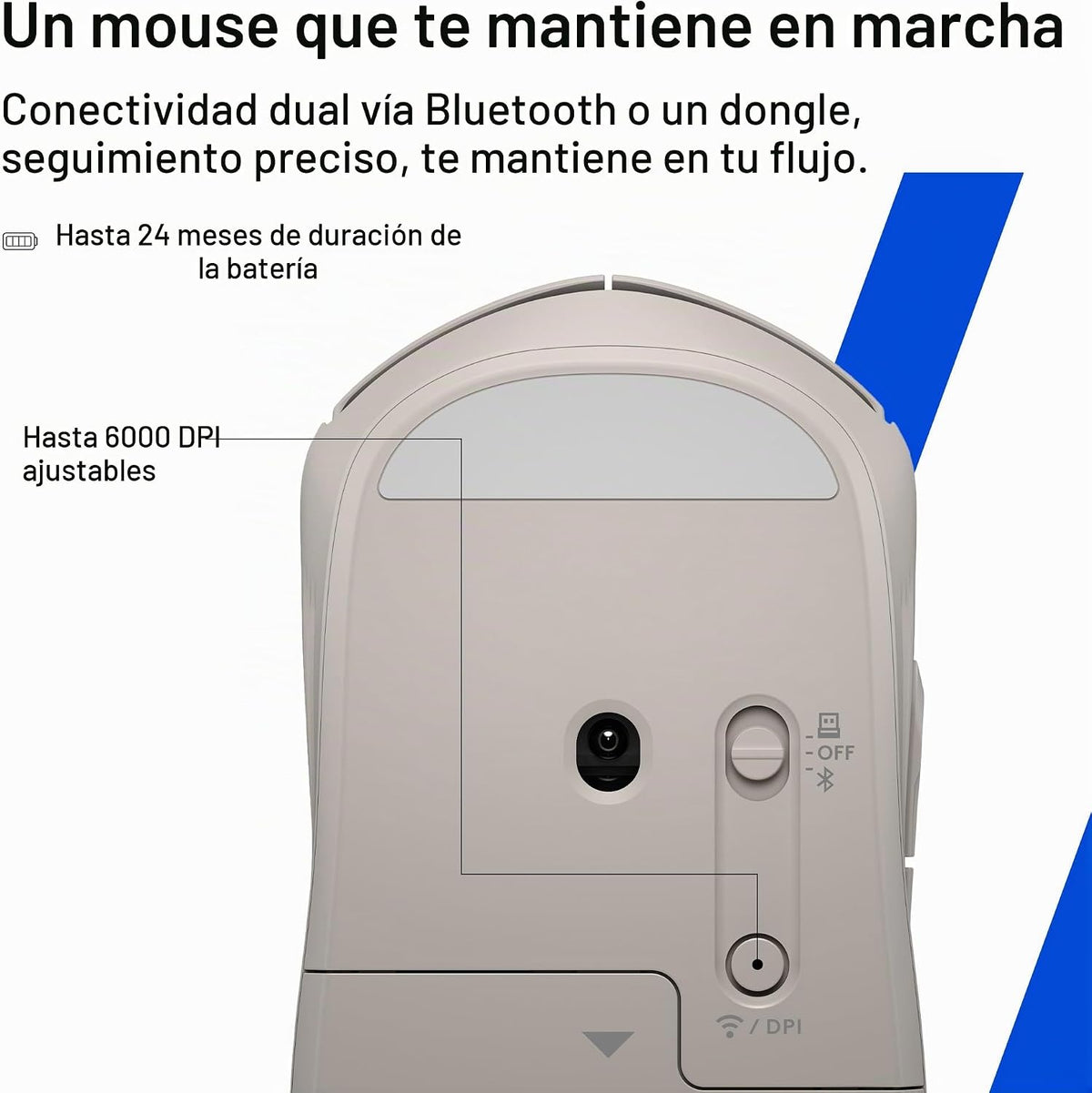 HP Ratón inalámbrico silencioso de 400, Bluetooth dual y 2.4 GHz, s...