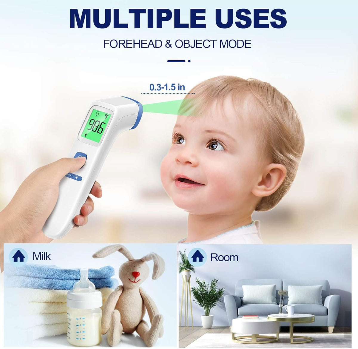 Termómetro sin contacto para adultos, niños y bebés, precisión rápi...