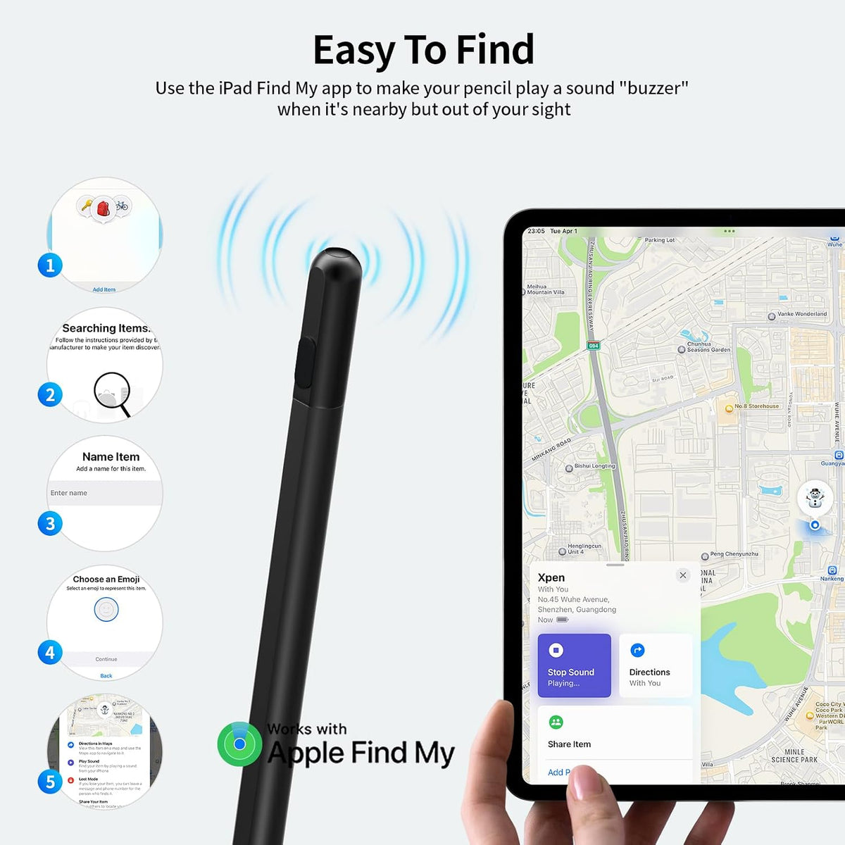 Tresoba Lápiz digital para iPad FindMy compatible con Apple iPad 6-...
