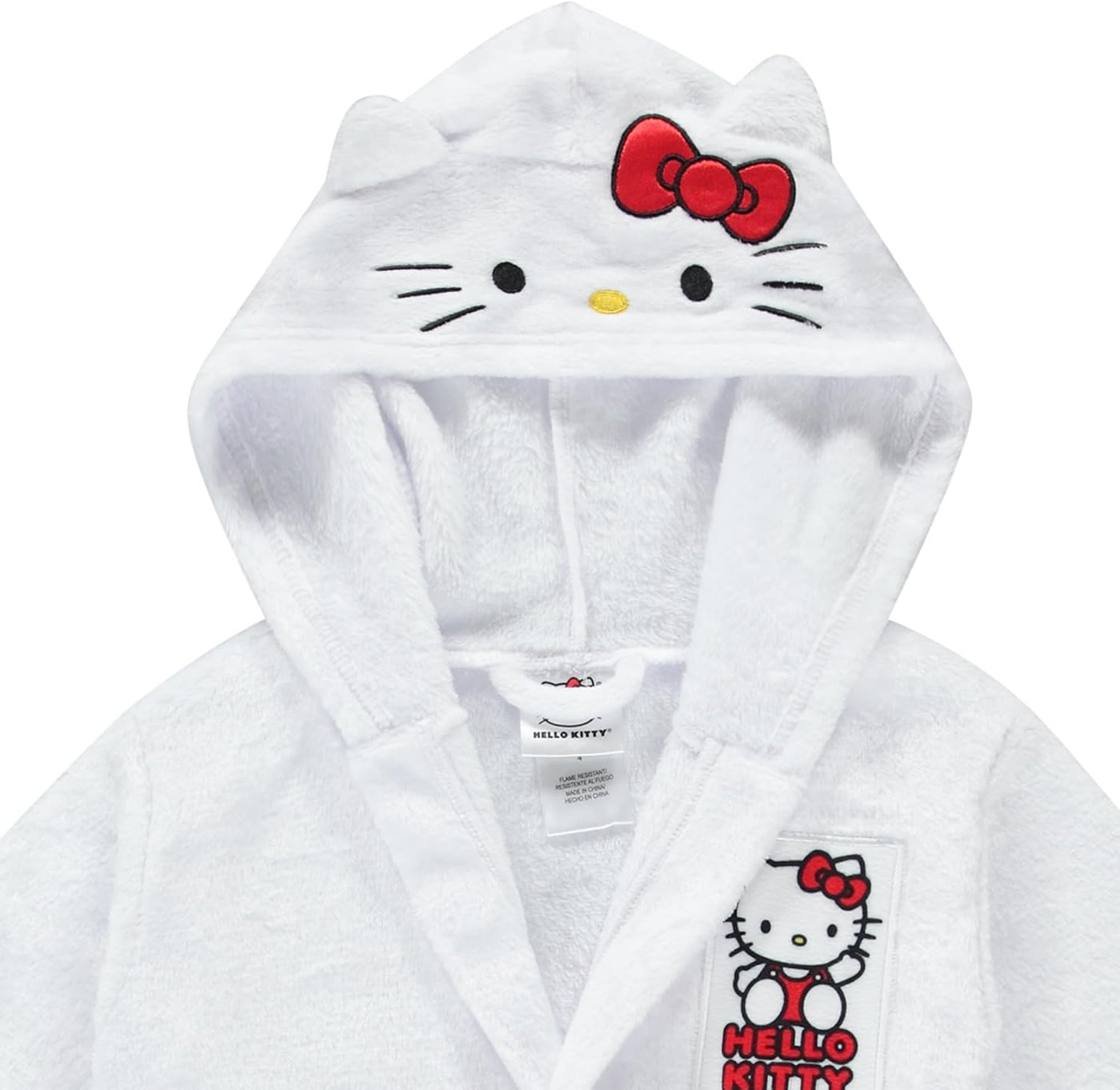 Hello Kitty - Bata de baño con capucha para niñas, forro polar, súp...