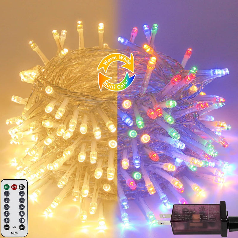 Guirnalda de 200 luces LED conectables con control remoto, blanco c...