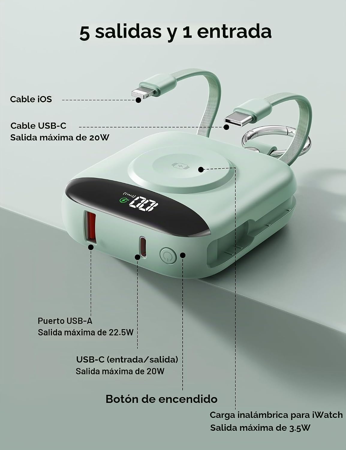 BLJIB Cargador portátil 10000mAh 22.5W Banco de energía incorporado...
