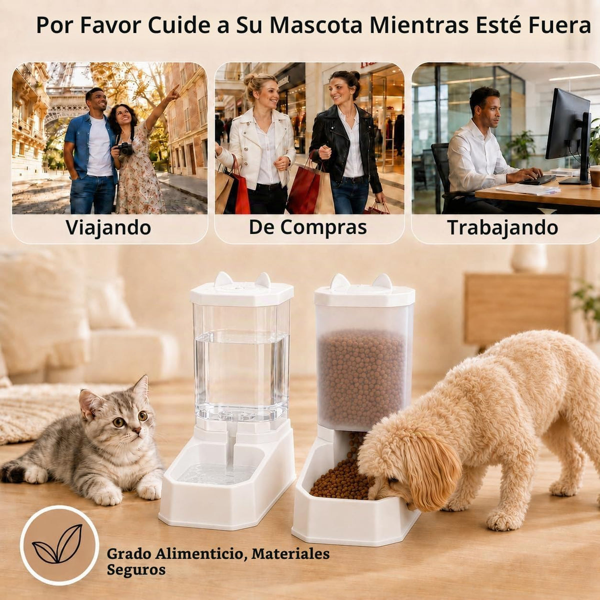 Alimentador de alimentos para mascotas 2 en 1 y dispensador de agua...